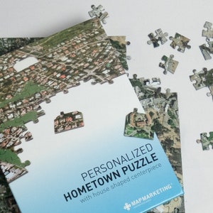 Personalized 'My Hometown' Aerial 400 Piece Map Jigsaw Puzzle The Perfect New Home Gift Our First Home image 2