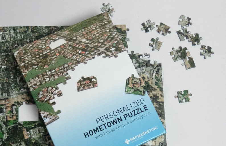 Personalized 'My Hometown' Aerial 400 Piece Map Jigsaw Puzzle The Perfect New Home Gift Our First Home image 2