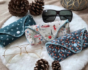 Glasses case with matching wipe 100% cotton - Sunglasses - Handmade