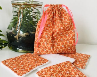Lingettes Lavables et réutilisables avec petite panière, pochon ou bandeaux cheveux