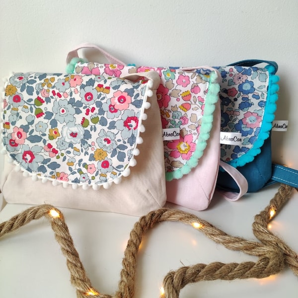 Sac bandoulière en tissu Liberty Betsy + Nœud pour les cheveux assortie