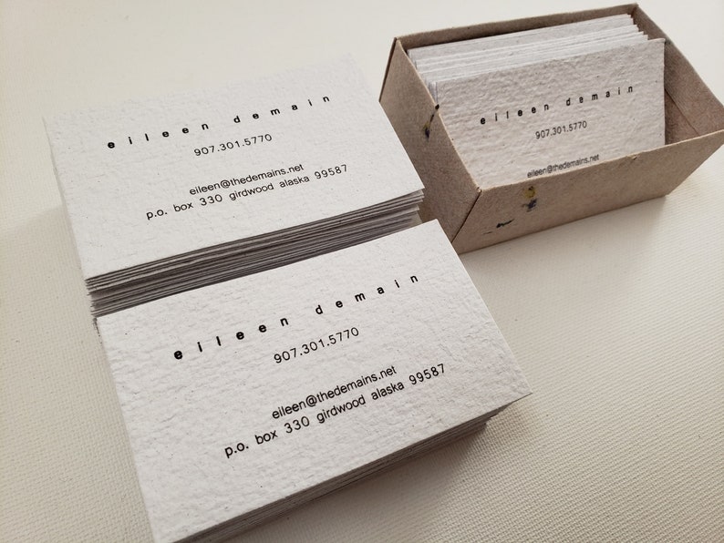 White Eco friendly business card from handmade recycled paper 100 pcs/ printed recycled business card/ custom-made business cards image 6