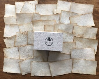 100 pcs of 2 x 3.5" Vintage Blank Business Card/ Distressed Look Business Card/ Coffee Stained Business Card/ Handmade Recycled Blank Card