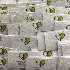 Carte de visite écologique en papier recyclé fait main, imprimée en couleur - 100 pièces/cartes de visite imprimées/cartes de visite sur mesure