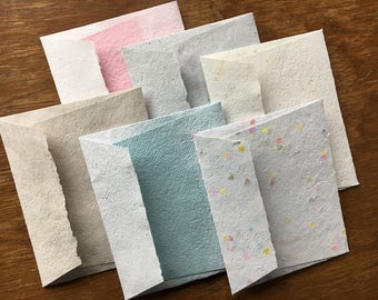 Assorted Envelope and Card Set of 6/ Recycled Paper Envelope & Card/ Recycled Handmade Cards/ Handmade Greeting Cards