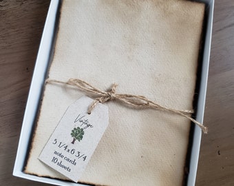Handmade Coffee Stained Stationery - Vintage Recycled Paper, 10 Sheets