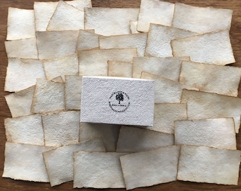 50 pcs of 2 x 3.5"  Vintage Blank Business Card/ Distressed Look Business Card/ Coffee Stained Business Card/ Handmade Recycled Blank Card