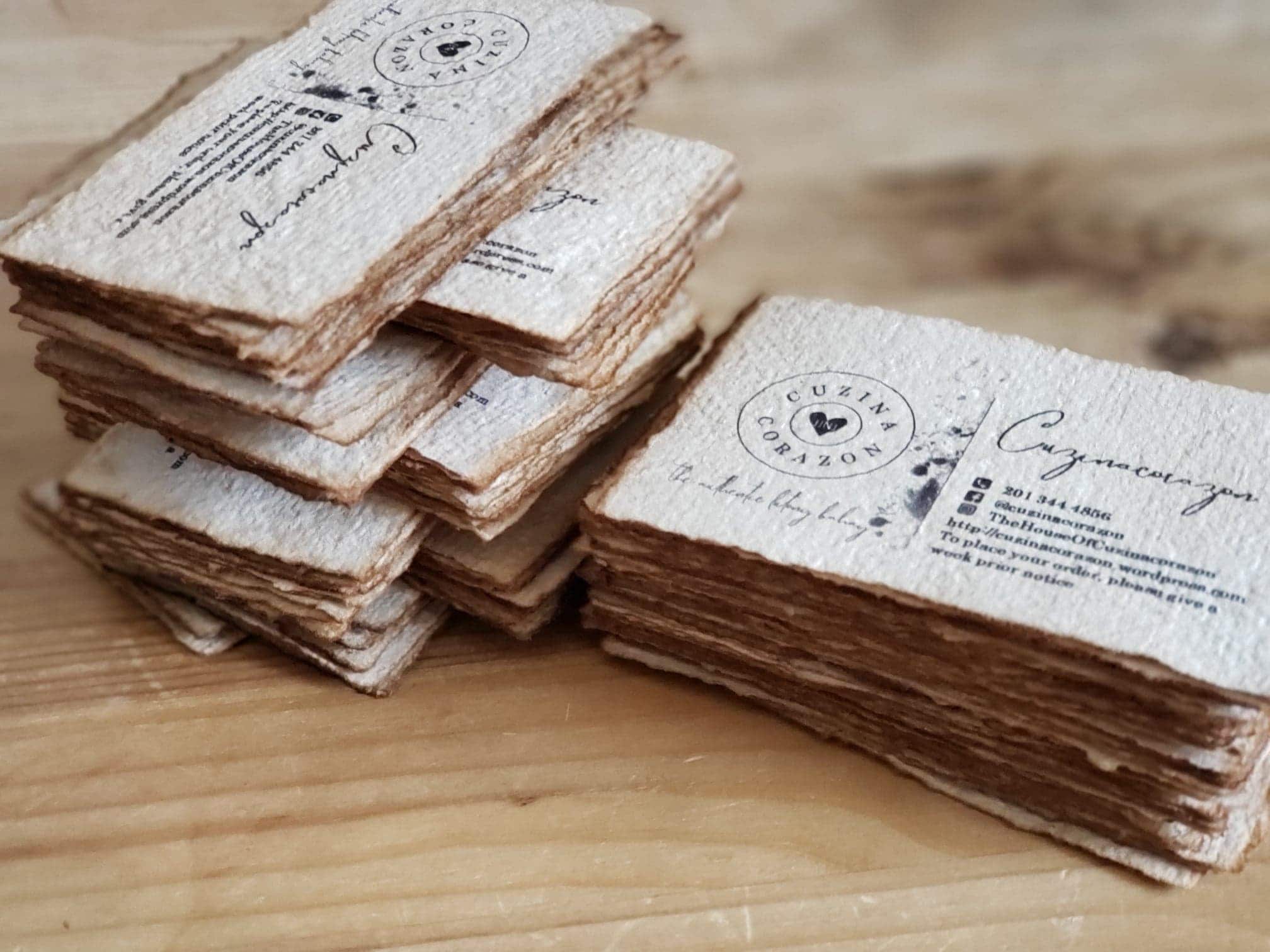 3.5 X 2 Distressed Look Personalized Printed Card/ Vintage Business Card/  Coffee Stained Paper Handmade From Recycled Paper 100 Sheets 