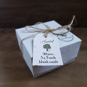 50 fogli di carta da lettere da 7,6 x 7,6 cm in carta riciclata fatta a mano/scatola per appunti con 100 fogli di carta/blocchetti per appunti/carte bianche riciclate