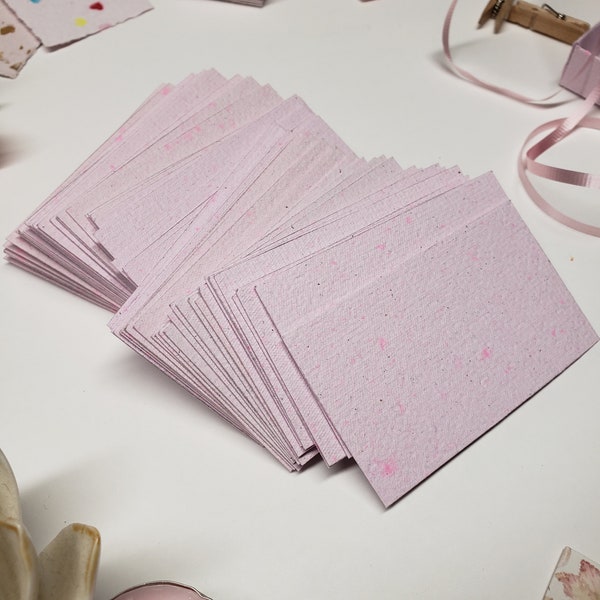 50 pcs assorted speckled pink blank business card/ ready for your business stamp/ eco-friendly business card/ handmade recycled paper