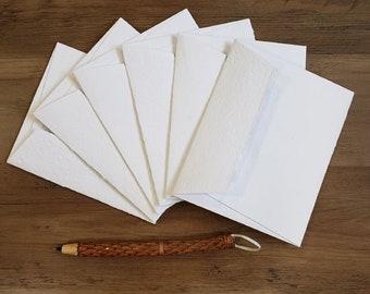 White Handmade Recycled Paper Card  - set of 6/White Envelopes/ White Blank Cards/ Rustic cards/ White Recycled Envelope with Folded Insert