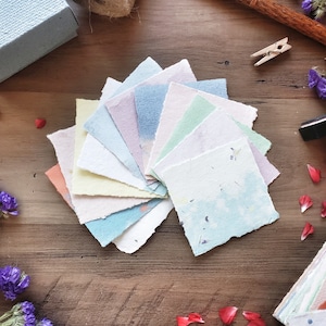 50/100 Blatt 3"x 3" Schreibpapier aus handgeschöpftem Recyclingpapier/ Notizpapierbox mit 100 Blatt Papier/ Notizblöcke/ Recycelte Blankokarten