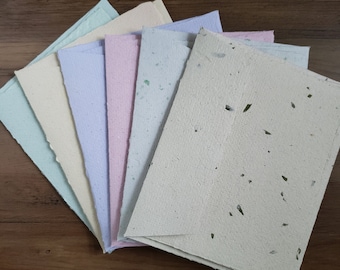 Assorted Envelope and Card Set of 6/ Recycled Paper Envelope & Card/ Recycled Handmade Cards/ Handmade Greeting Cards