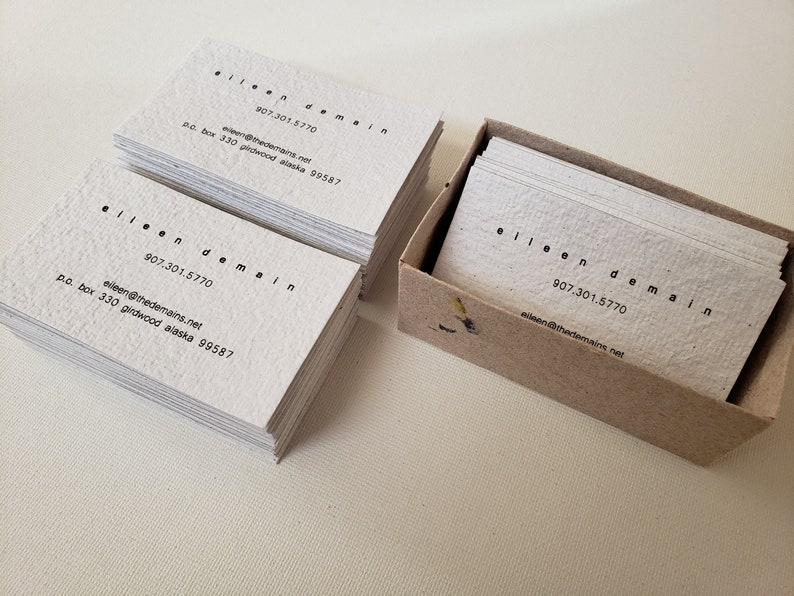 White Eco friendly business card from handmade recycled paper 100 pcs/ printed recycled business card/ custom-made business cards image 7