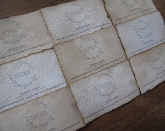 Rustic Business Cards - Coffee Stained, Recycled Paper, Vintage Style (100 pcs)