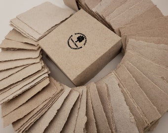 50/100 sheets of 3" x 3" Kraft Writing Paper from handmade recycled paper/ Note paper box / note pads/ Recycled Blank Cards/ Kraft browns
