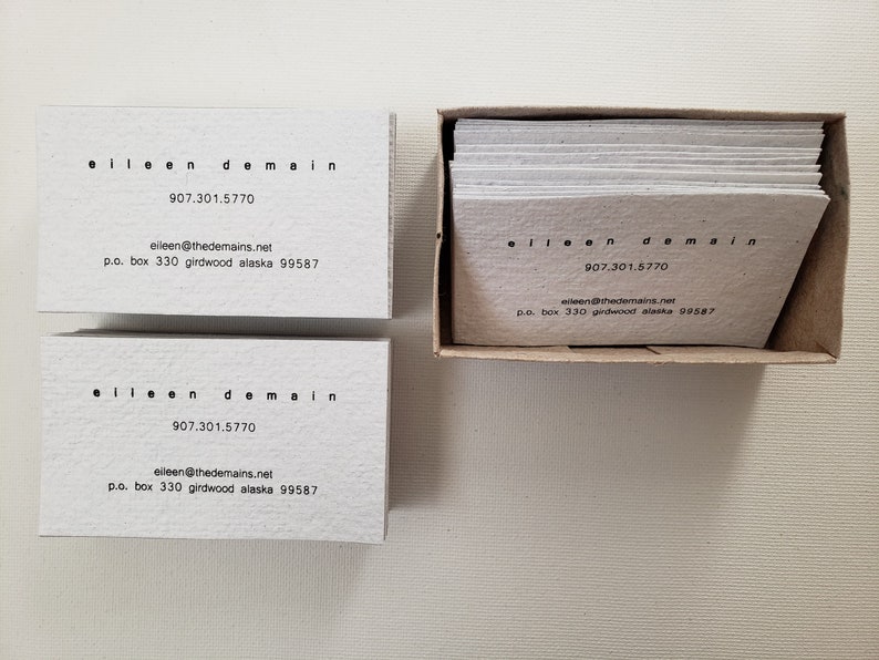 White Eco friendly business card from handmade recycled paper 100 pcs/ printed recycled business card/ custom-made business cards image 2