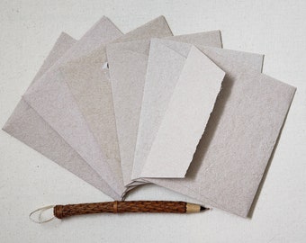 Tarjetas de papel reciclado hechas a mano en marrón kraft (juego de 6) / Sobres kraft / Tarjetas kraft en blanco / Tarjetas rústicas