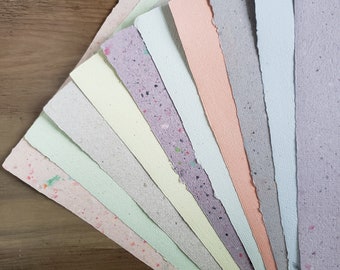 Assorted Handmade Recycled Paper - 8.5" x 11" Assorted Colors #2 - 10 sheets plus 1 free