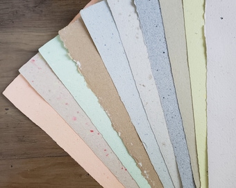 Assorted Handmade Recycled Paper - 8" x 10.5" Assorted Colors #2 - 10 sheets