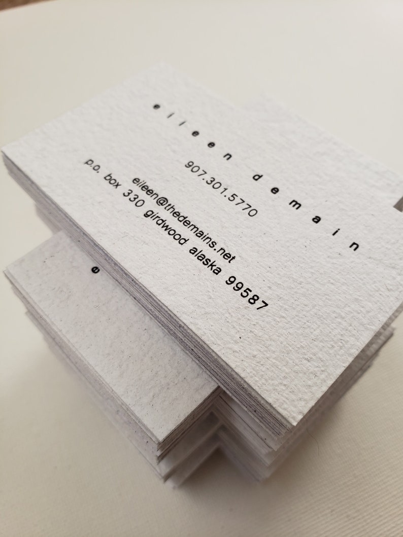 White Eco friendly business card from handmade recycled paper 100 pcs/ printed recycled business card/ custom-made business cards image 5