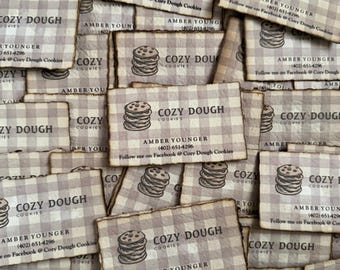 3.5" x 2" Distressed look Personalized Colored Printed Card/ Vintage Business Card/ Coffee stained paper from recycled paper - 100 sheets