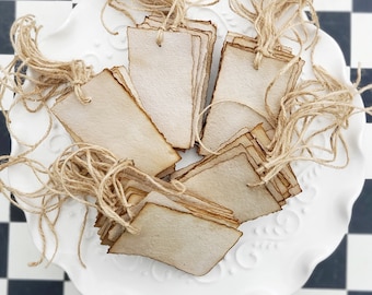 50-100 Vintage Blank tags/ coffee stained tag/ distressed look tag/ vintage tags/ vintage wedding theme favor tag/ handmade recycled paper