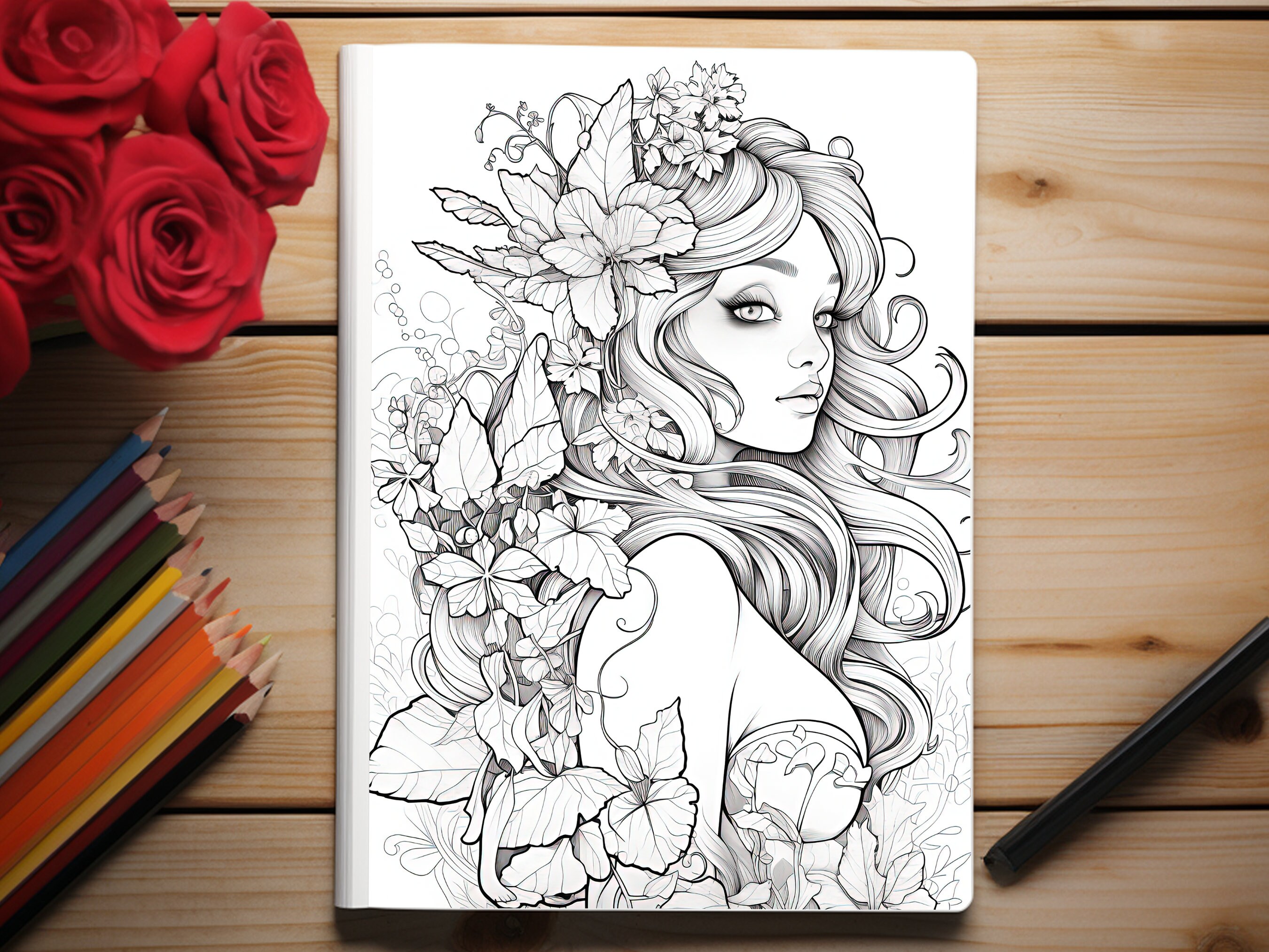 38 Forest Fairy Girls, Enchanting Fantasy Women Coloring Book for ...