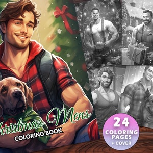 24 Handsome Christmas Men Coloring Pages - Instant Download, Printable PDF - Festive, Holiday Fun for Adults & Kids