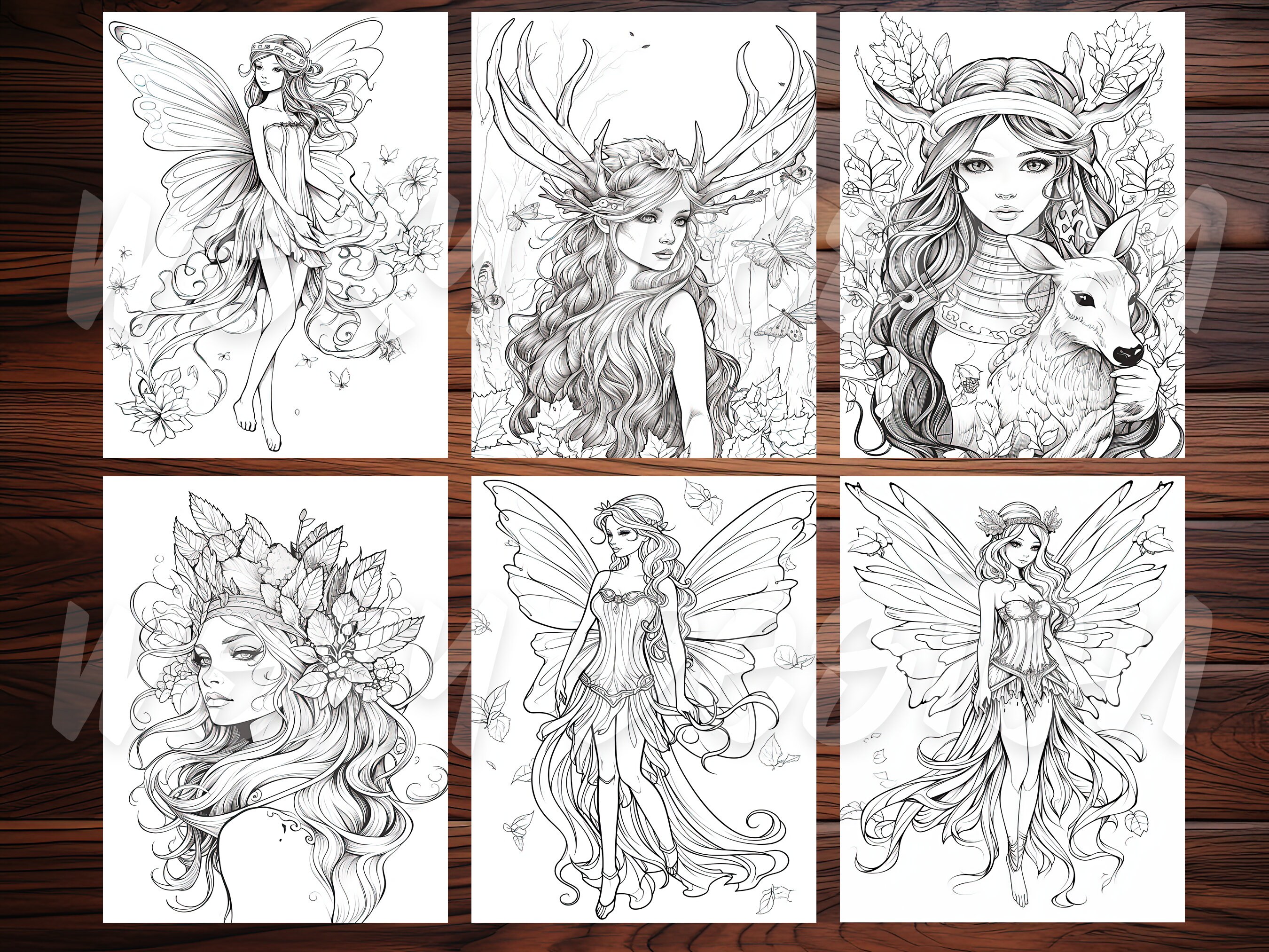 38 Forest Fairy Girls, Enchanting Fantasy Women Coloring Book for ...