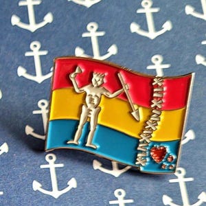Blackbeard Pirate Pansexual Pan 1.25&quot; Enamel Pin, Our Flag Means Death