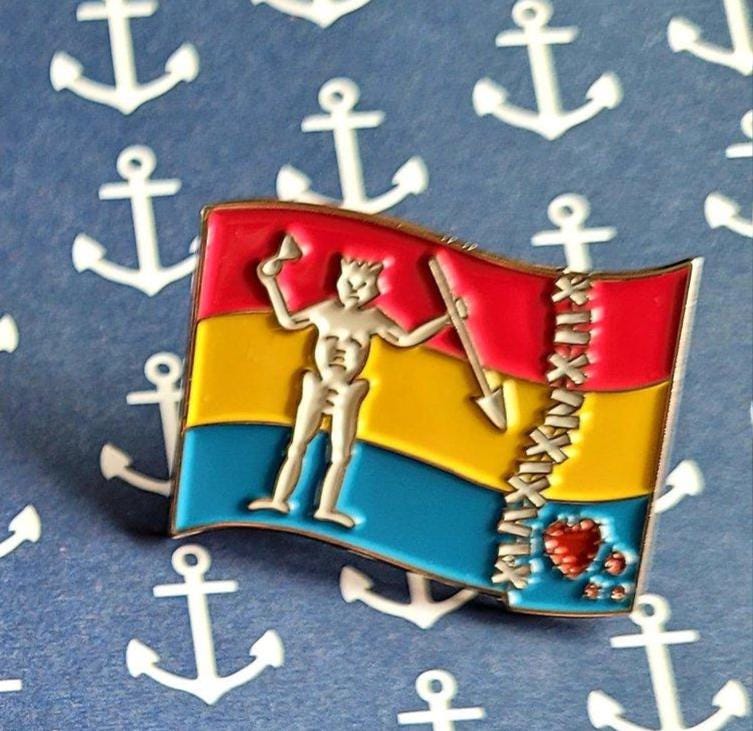 Blackbeard Pirate Pansexual Pan 1.25" Enamel Pin, Our Flag Means Death