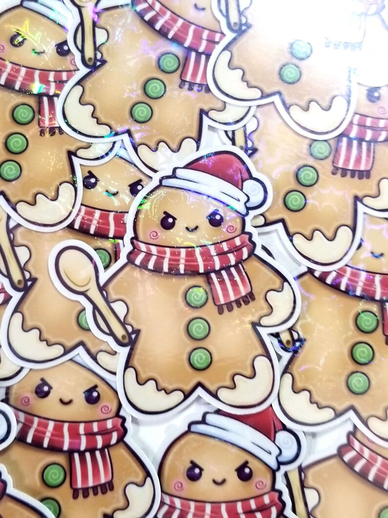 Evil Gingerbread Christmas Sticker 2022 Holographic image 2