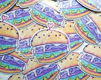 Kawaii Pastel Burger Sticker 2022 Holographic