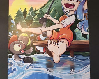 Splatoon Squid Fishing Poster 11x17