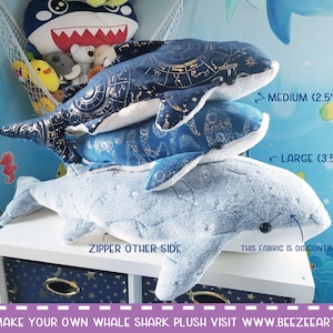 Whale Shark Plush - Super Soft Plush Metallic or Glow in the Dark Large, Medium and Small