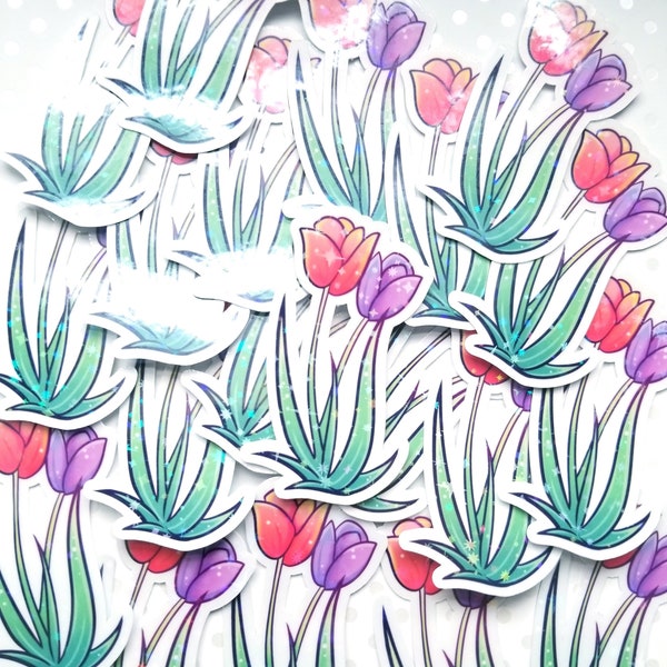 Spring Daffodil Flower Sticker 2022 Holographic Stars