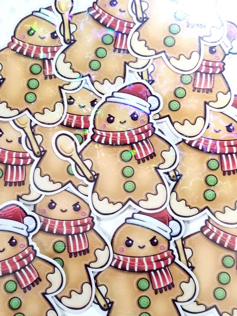 Evil Gingerbread Christmas Sticker 2022 Holographic image 1