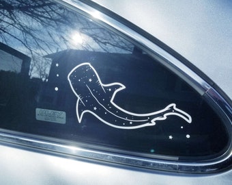 Whale Shark Car Decal - White, Blue