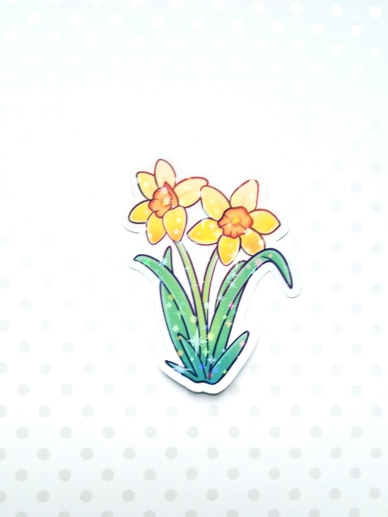 Spring Daffodil Flower Sticker 2022 Holographic Stars image 2