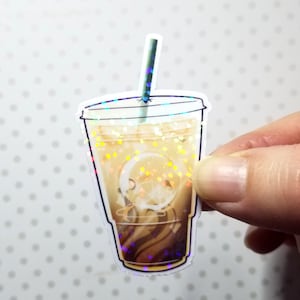 Pegatina holográfica de café helado 2022