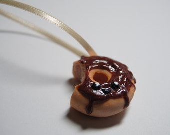 Kawaii Donut Pendant Charm - Chocolate