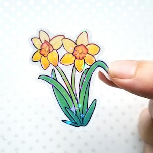 Spring Daffodil Flower Sticker 2022 Holographic Stars image 3