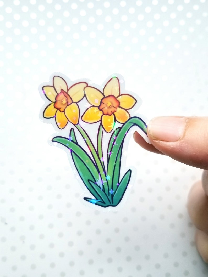 Spring Daffodil Flower Sticker 2022 Holographic Stars image 3