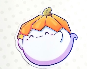 Ghost with Pumpkin Hat Sticker 2023