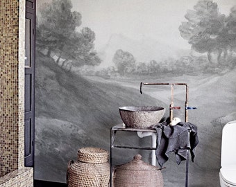 Classic countryside painting wall mural, Reusable Wall paper,  Retro art wallpaper,  Landscape mural,  Wall art  #34
