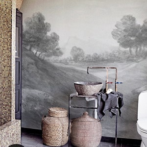 Classic countryside painting wall mural, Reusable Wall paper,  Retro art wallpaper,  Landscape mural,  Wall art  #34