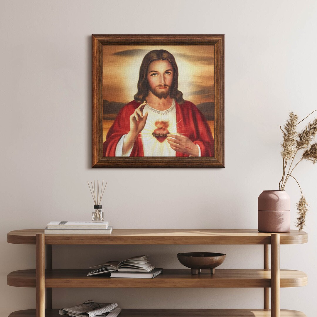 Jesus & Löwe Wandbild Auf Leinwand 80x120cm - Inspirierende Religiöse Wanddekoration Für Wohnzimmer & Kirche