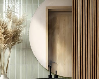 Tall Frameless Mirror, Half Round Elegant Mirror, Luxury Decorative Mirror Minimalist Mirror, Bathroom Aesthetic Mirror