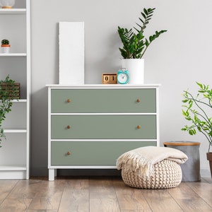 Green color Furniture Veneer, Texture Adhesive Foils, Solid color Furniture Covering, Green Furniture Decals, Waterproof Sticker